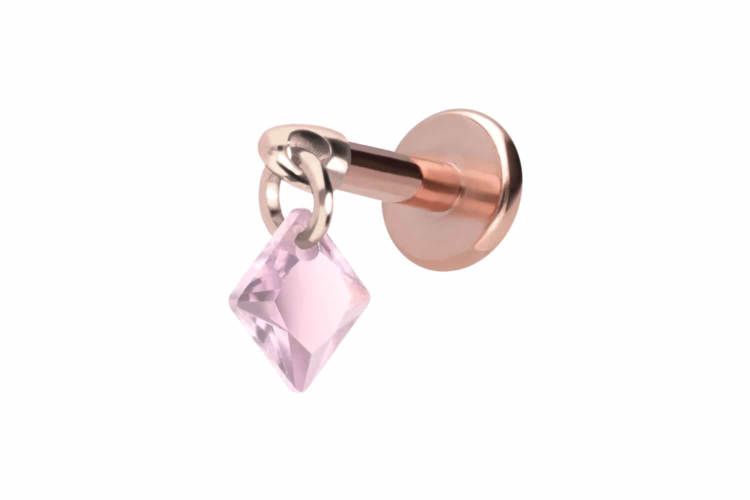 Titan Labret Piercing mit Innengewinde KRISTALLQUADRAT